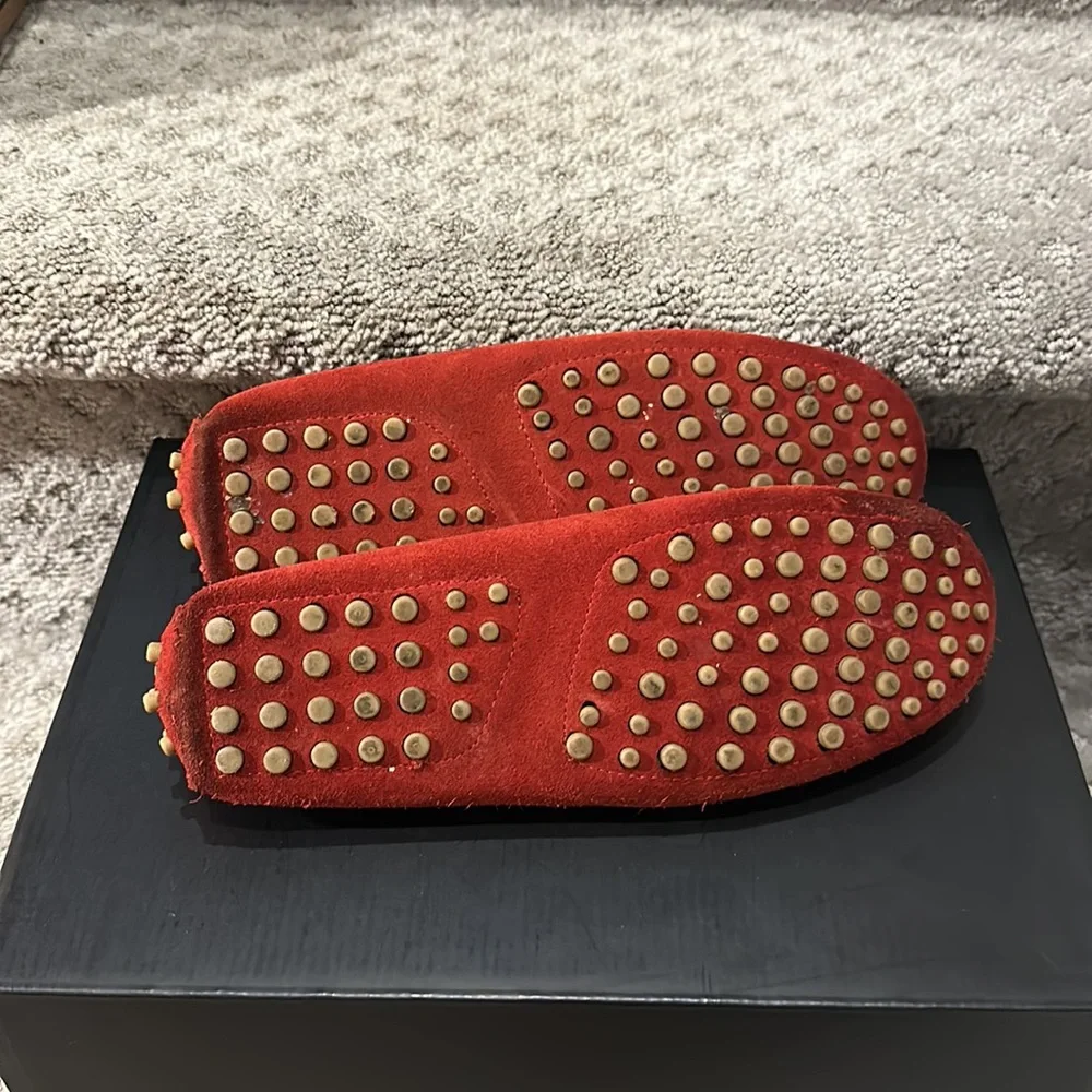 ZARA RED SUEDE  MOCCASINS LOAFERS  Boys sz 6.5 38